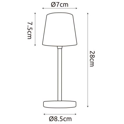 Globo - LED Димируема екстериорна сензорна настолна лампа LED/2W/5V 3000/4000/6000K 2200 mAh IP44 бял
