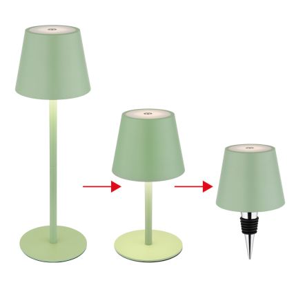 Globo - LED димируема сензорна зареждаща външна настолна лампа 3-в-1 LED/3W/5V 3000/4000/5000K IP54 1800 mAh зелена