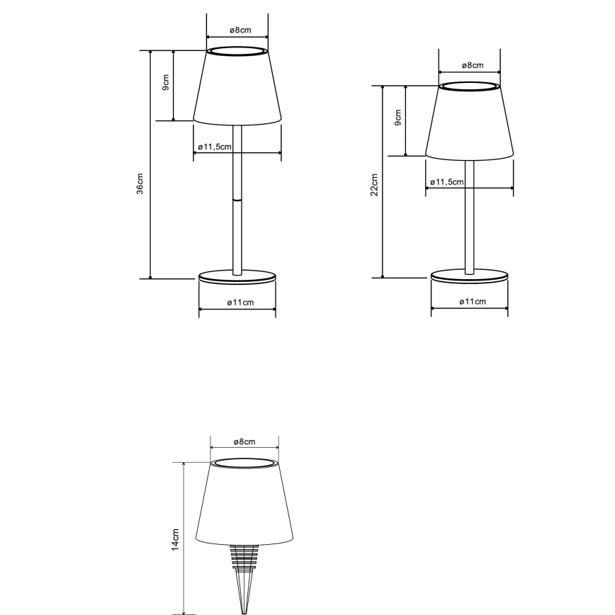 Globo - LED Димируема сензорна презареждаема външна настолна лампа 3 в 1 LED/3W/5V 3000/4000/5000K IP54 1800 mAh