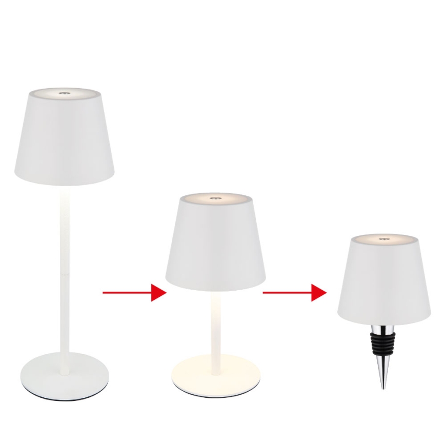 Globo - LED димируема с докосване акумулаторна външна настолна лампа 3 в 1 LED/3W/5V 3000/4000/5000K IP54 1800 mAh бяла