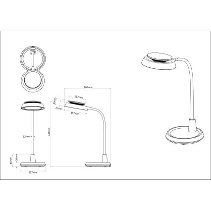 Globo - LED димируема настолна лампа със сензорно управление LED/12W/230V 3000/4000/6500K бяла