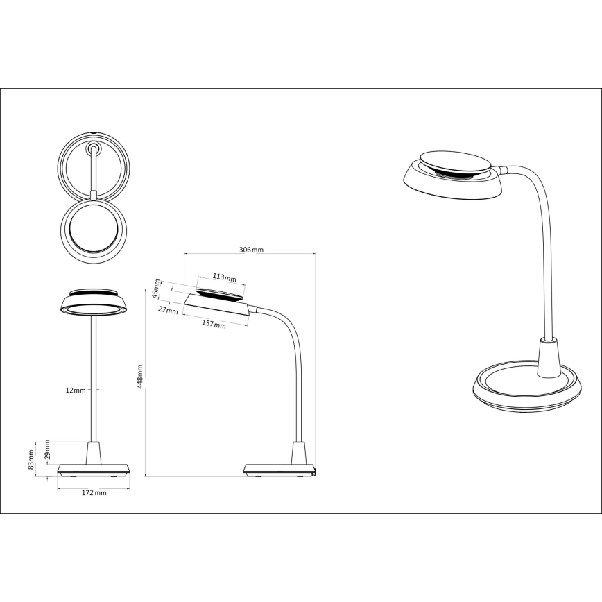 Globo - LED димируема настолна лампа със сензорно управление LED/12W/230V 3000/4000/6500K бяла