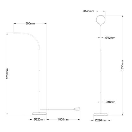 Globo - LED димируема сензорна подова лампа LED/8W/230V 2700-6000K черна