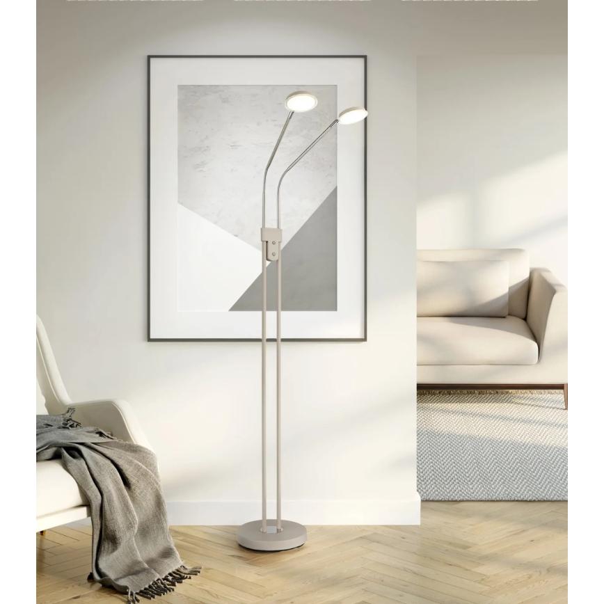 Globo - Димируема LED подова лампа 2xLED/6,5W/230V 2700/3350/4000K, бежова