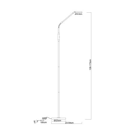Globo - Димируема сензорна LED подова лампа LED/6,5W/230V 2700/3350/4000K матов хром