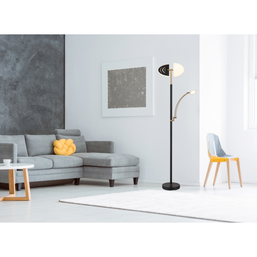 Globo - LED димируема подова лампа LED/40W/230V + LED/5,5W 2700/4000/6000K черна