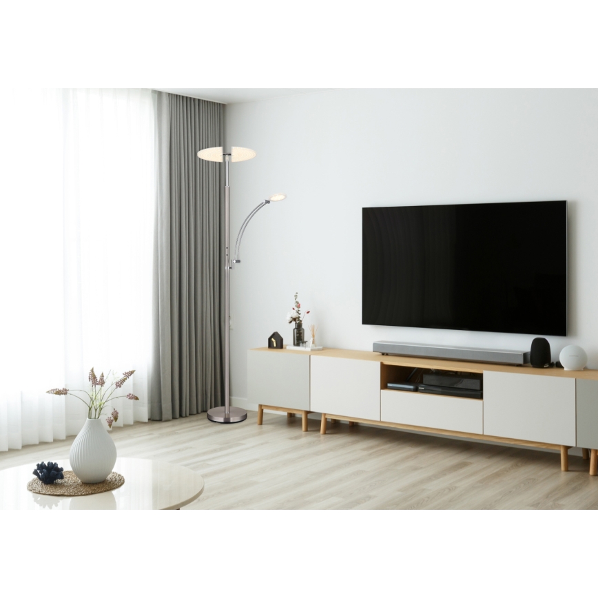 Globo - Димируема LED подова лампа LED/40W/230V + LED/5,5W 2700/4000/6000K матов хром