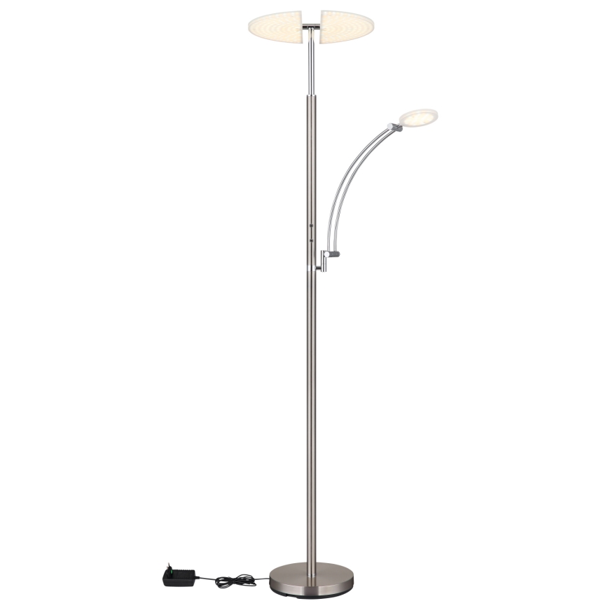 Globo - Димируема LED подова лампа LED/40W/230V + LED/5,5W 2700/4000/6000K матов хром