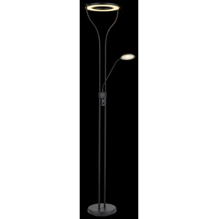 Globo - Димируема LED подова лампа LED/20W/230V + LED/4W 3000K черна