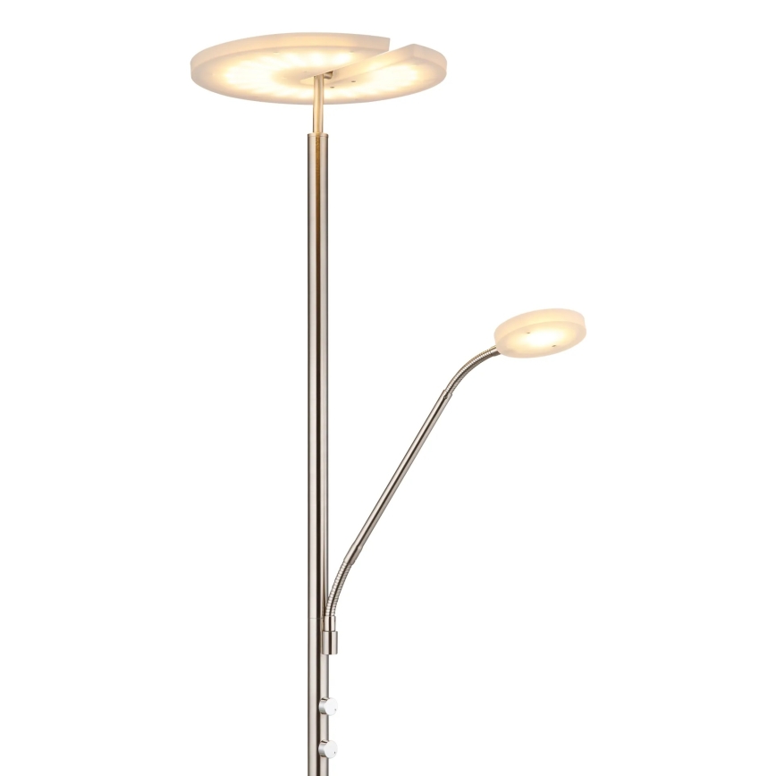Globo - димируема LED подова лампа LED/28W/230V + LED/5W 3000K лъскав хром