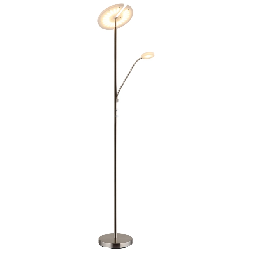 Globo - димируема LED подова лампа LED/28W/230V + LED/5W 3000K лъскав хром