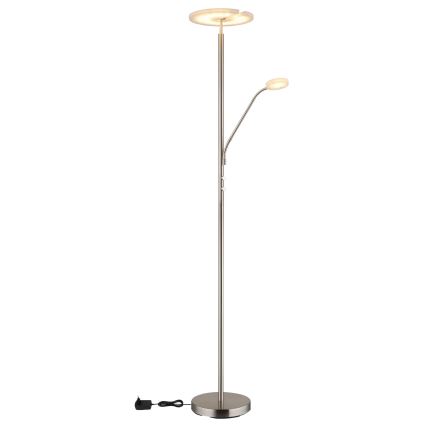 Globo - димируема LED подова лампа LED/28W/230V + LED/5W 3000K лъскав хром