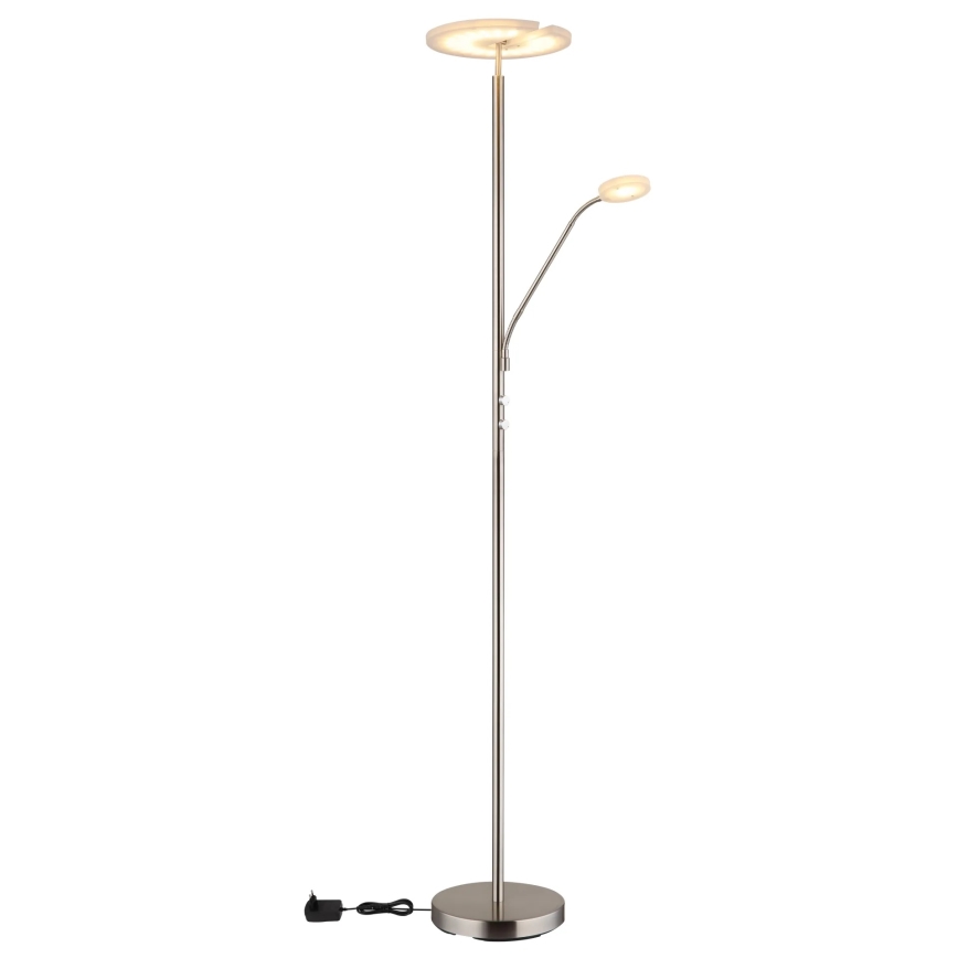 Globo - димируема LED подова лампа LED/28W/230V + LED/5W 3000K лъскав хром