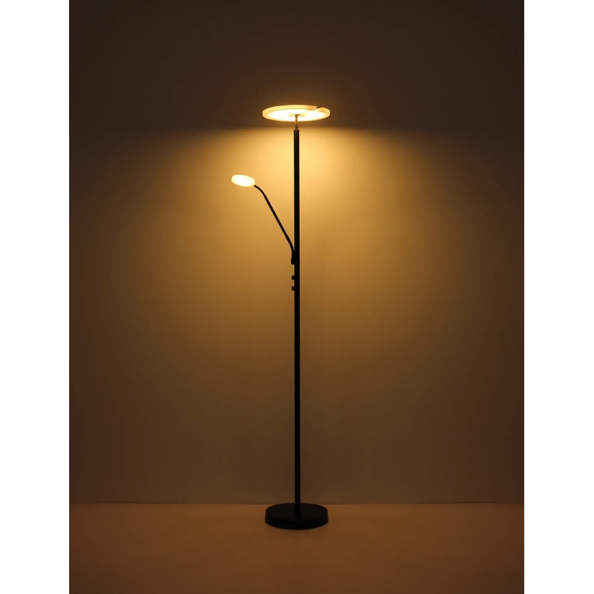 Globo - LED подова лампа с възможност за димиране LED/28W/230V + LED/5W 3000K черна