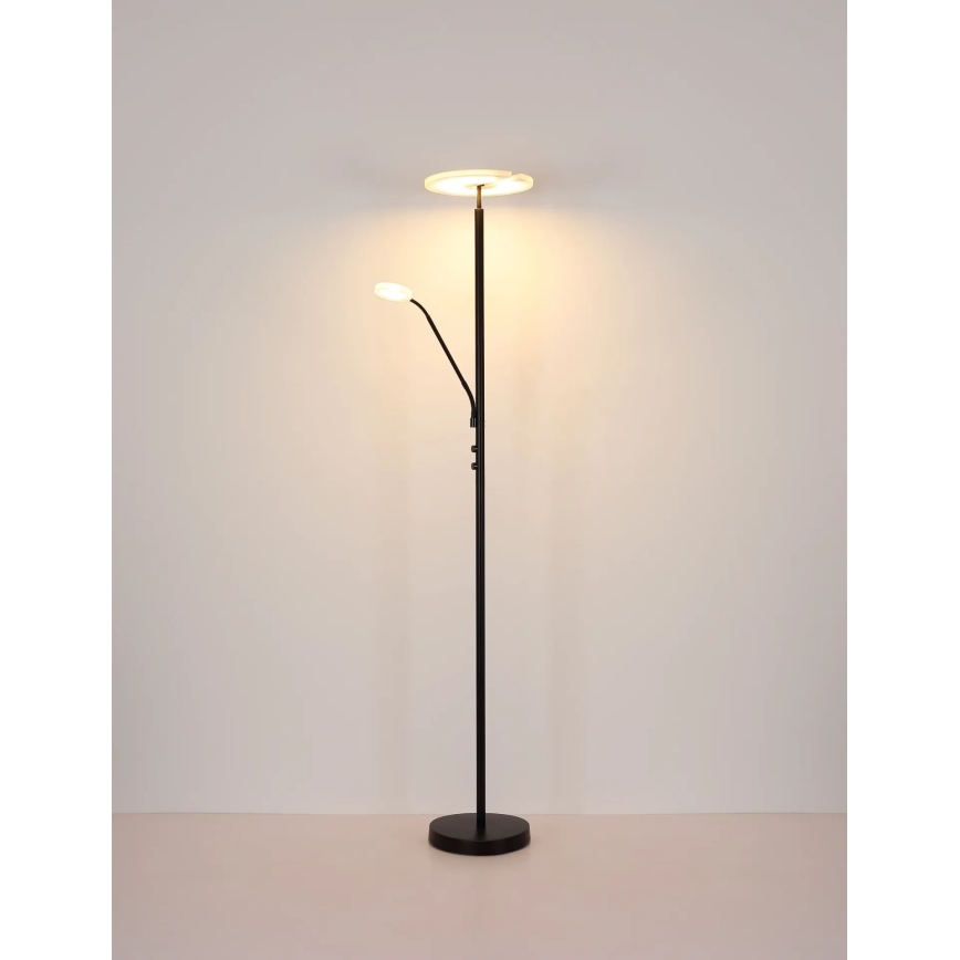 Globo - LED подова лампа с възможност за димиране LED/28W/230V + LED/5W 3000K черна