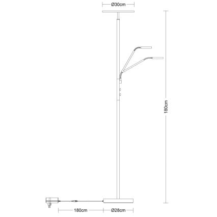 Globo - LED подова лампа с възможност за димиране LED/28W/230V + LED/5W 3000K черна