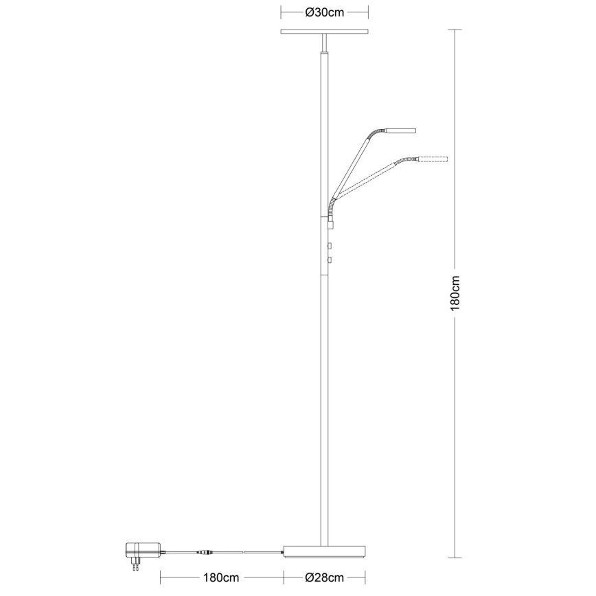 Globo - LED подова лампа с възможност за димиране LED/28W/230V + LED/5W 3000K черна