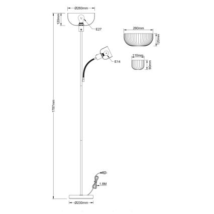 Globo - Подова лампа 1xE27/40W/230V + 1xE14/25W