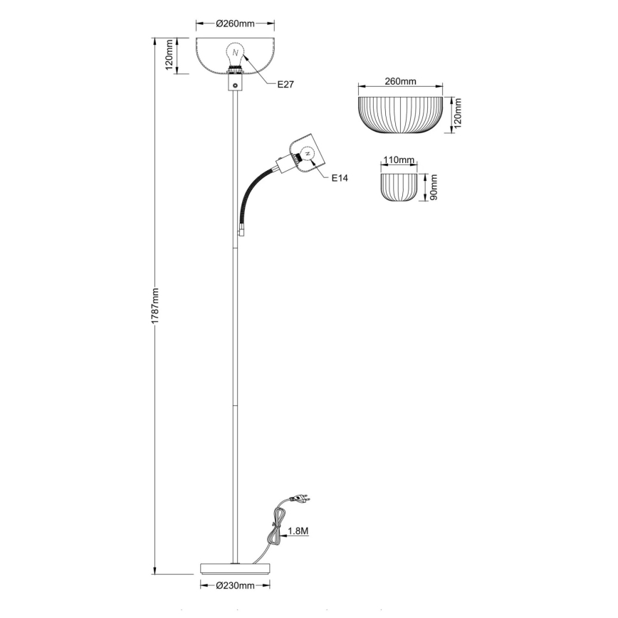 Globo - Подова лампа 1xE27/40W/230V + 1xE14/25W