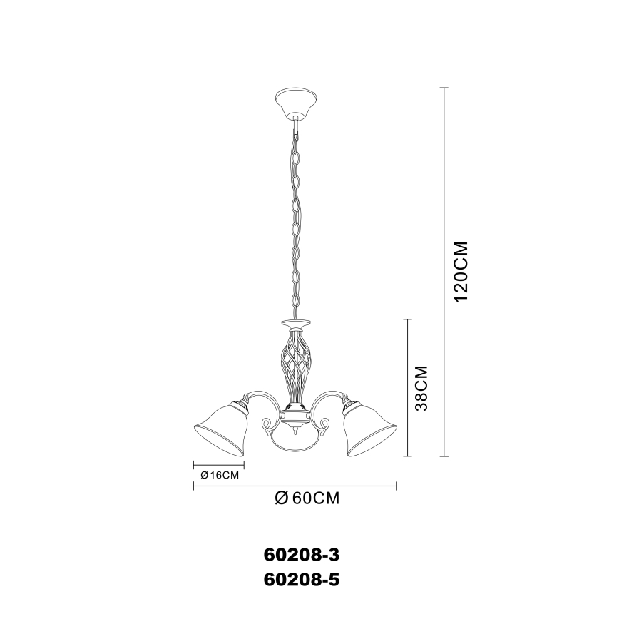 Globo - Полилей на верижка 3xE27/60W/230V
