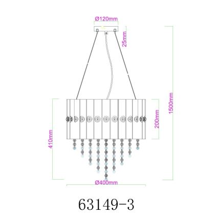 Globo - Пендел 3xE27/40W/230V Ø 40 см