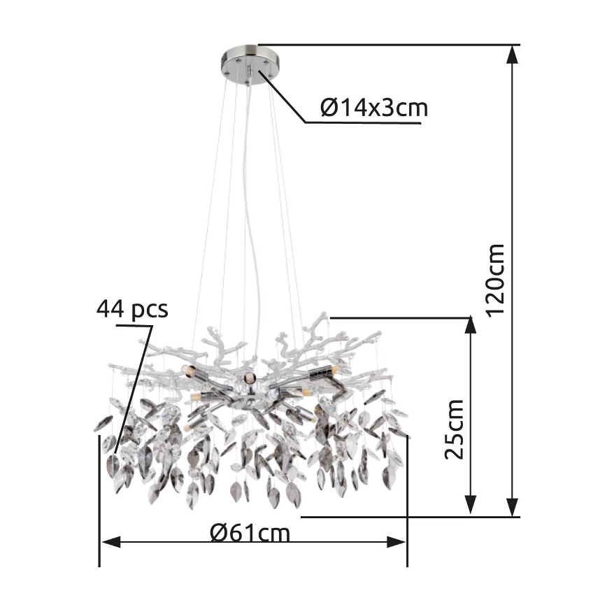 Globo - Пендел 8xG9/8W/230V Ø 61 см лъскав хром