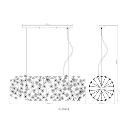 Globo - LED полилей на кабел 12xG9/3,5W/230V златист