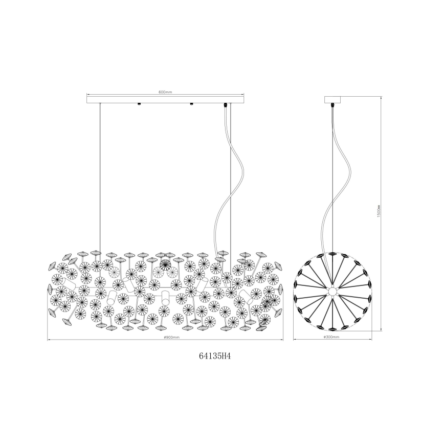 Globo - LED полилей на кабел 12xG9/3,5W/230V златист