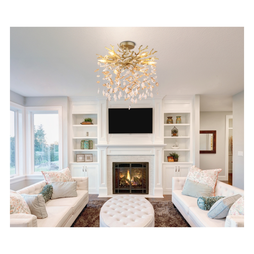 Globo - Полилей на штанга 6xE14/40W/230V златен