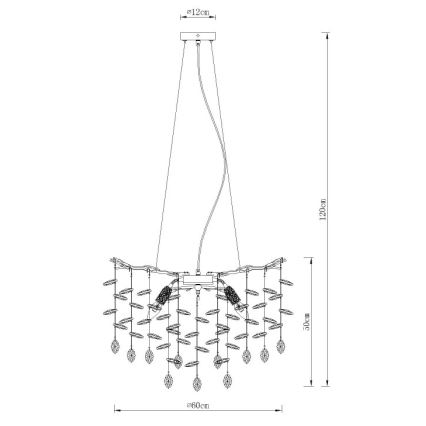 Globo - Полилей на кабел 8xE14/40W/230V златен