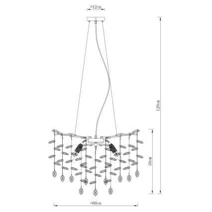 Globo - Полилей на кабел 8xE14/40W/230V сребрист