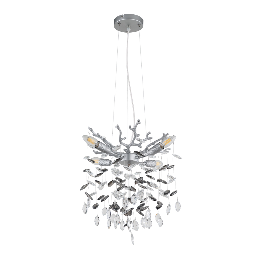 Globo - Полилей на кабел 4xE14/40W/230V сребрист