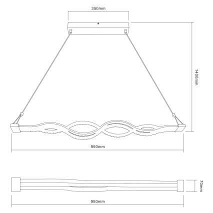 Globo - LED Димируем Полилей на верижка 1xLED/30W/230V + дистанционно управление
