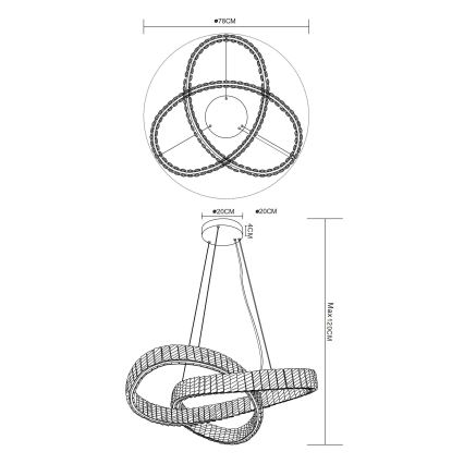 Globo - LED регулируема полилей на кабел LED/110W/230V 2700-6000K Ø 78 см + дистанционно управление