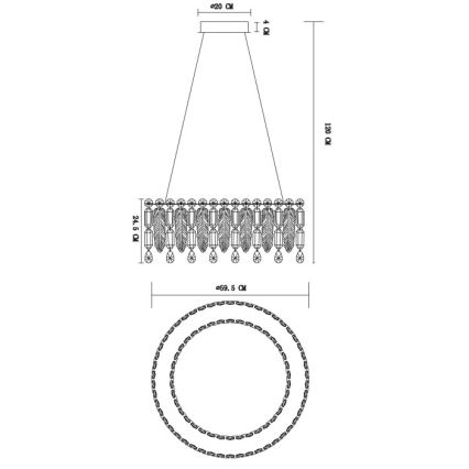 Globo - LED полилей на кабел LED/58W/230V 2700-6000K + дистанционно управление