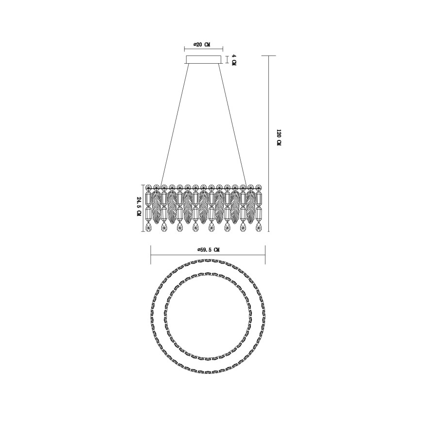 Globo - LED полилей на кабел с функция за димиране LED/58W/230V 2700-6000K + дистанционно управление