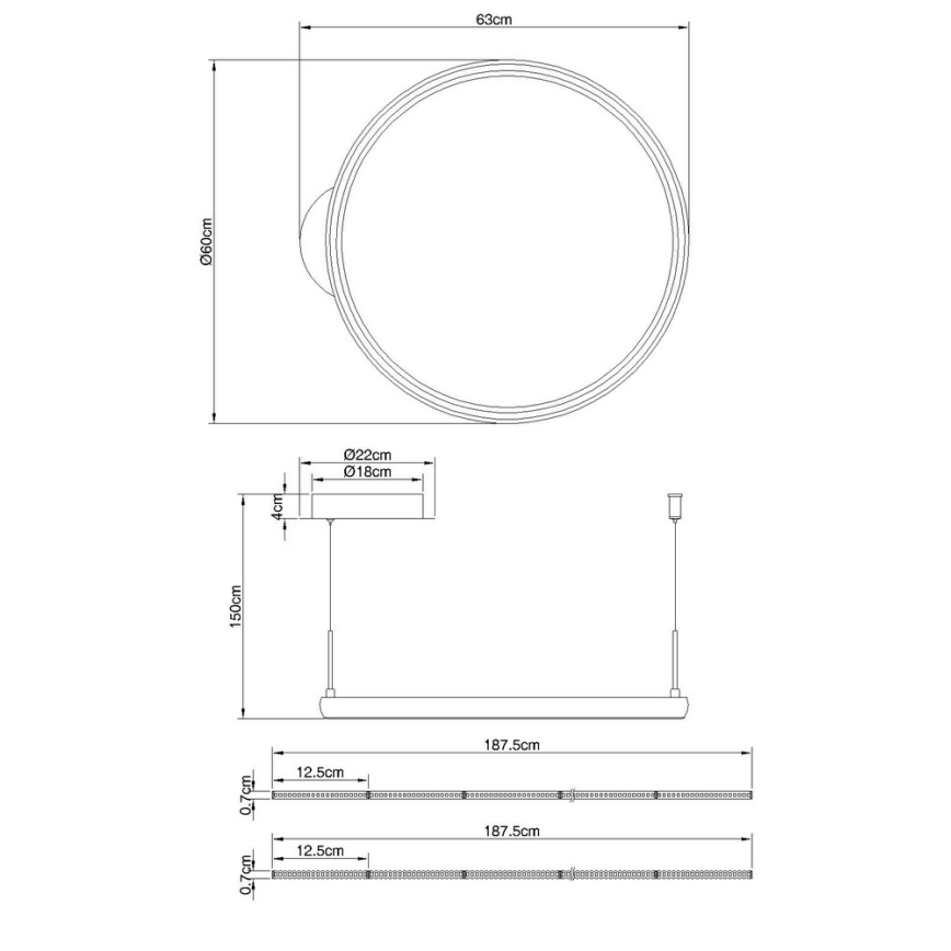 Globo - LED Димируем пендел LED/36W/230V 2700-6000K черен + дистанционно управление