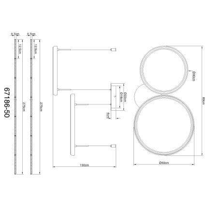 Globo - LED Димируем пендел LED/50W/230V 2700-6000K черен + дистанционно управление