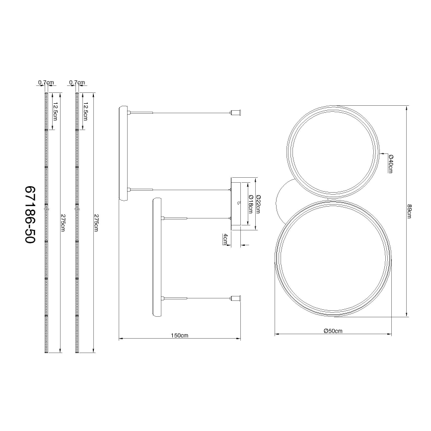 Globo - LED Димируем пендел LED/50W/230V 2700-6000K черен + дистанционно управление