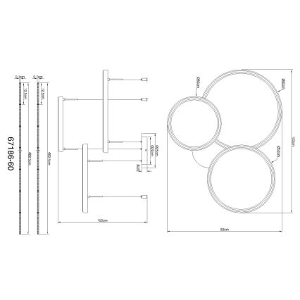 Globo - LED Димируем пендел LED/55W/230V 2700-6000K черен + дистанционно управление