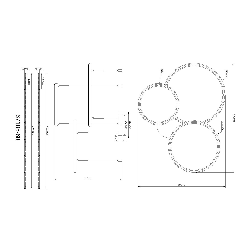 Globo - LED Димируем пендел LED/55W/230V 2700-6000K черен + дистанционно управление