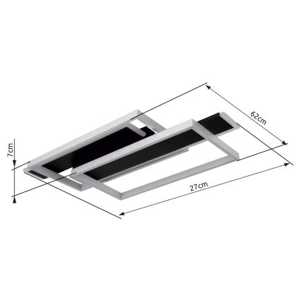 Globo - LED Плафониера LED/40W/230V 62x27 см матов хром/черен