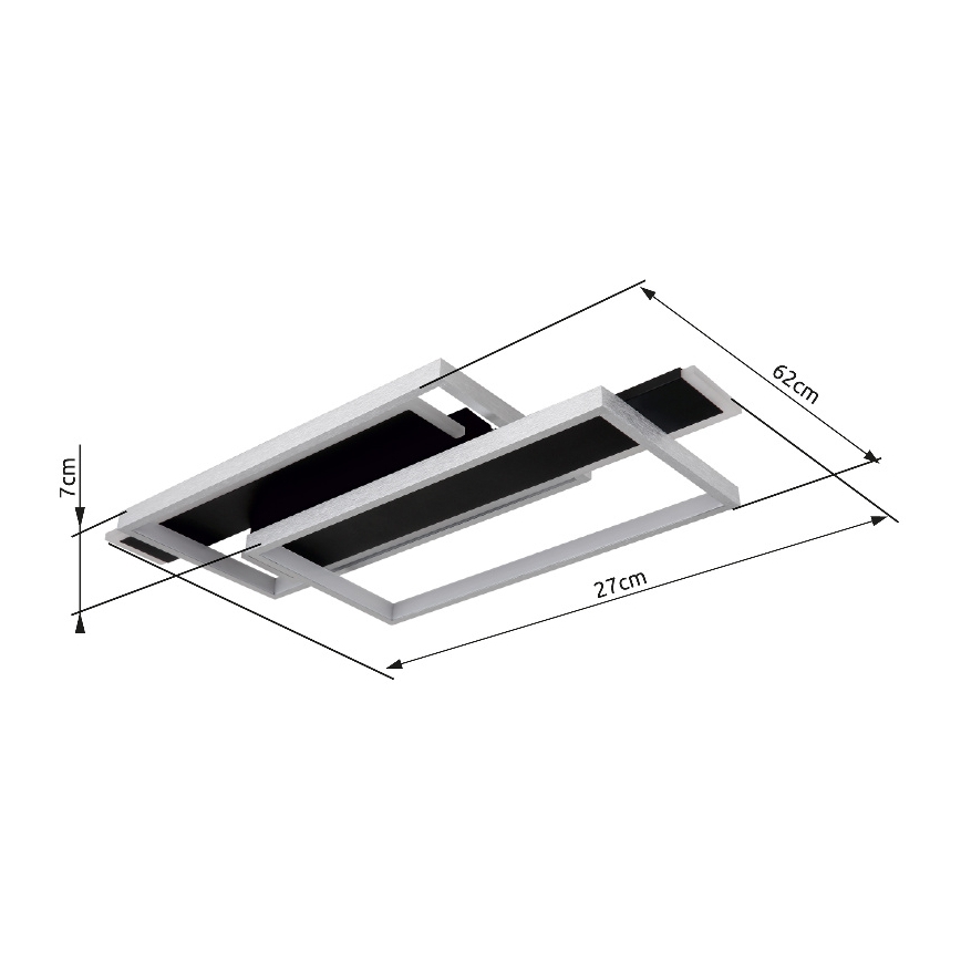 Globo - LED Плафониера LED/40W/230V 62x27 см матов хром/черен