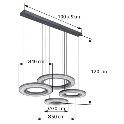 Globo - LED Димируем пендел LED/80W/230V 2700-6000K черен + дистанционно управление