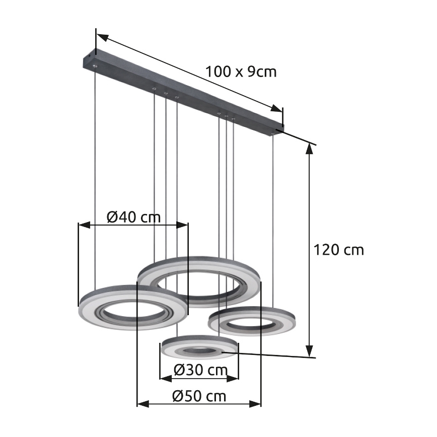 Globo - LED Димируем пендел LED/80W/230V 2700-6000K черен + дистанционно управление