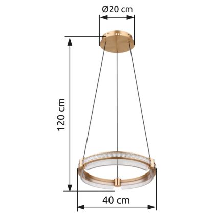 Globo - LED регулируема кристална полилей на кабел LED/36W/230V 2700K-6000K + дистанционно управление
