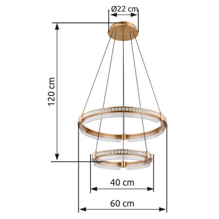 Globo - LED Димируем кристален полилей на връв LED/78W/230V 2700K-6000K + дистанционно управление