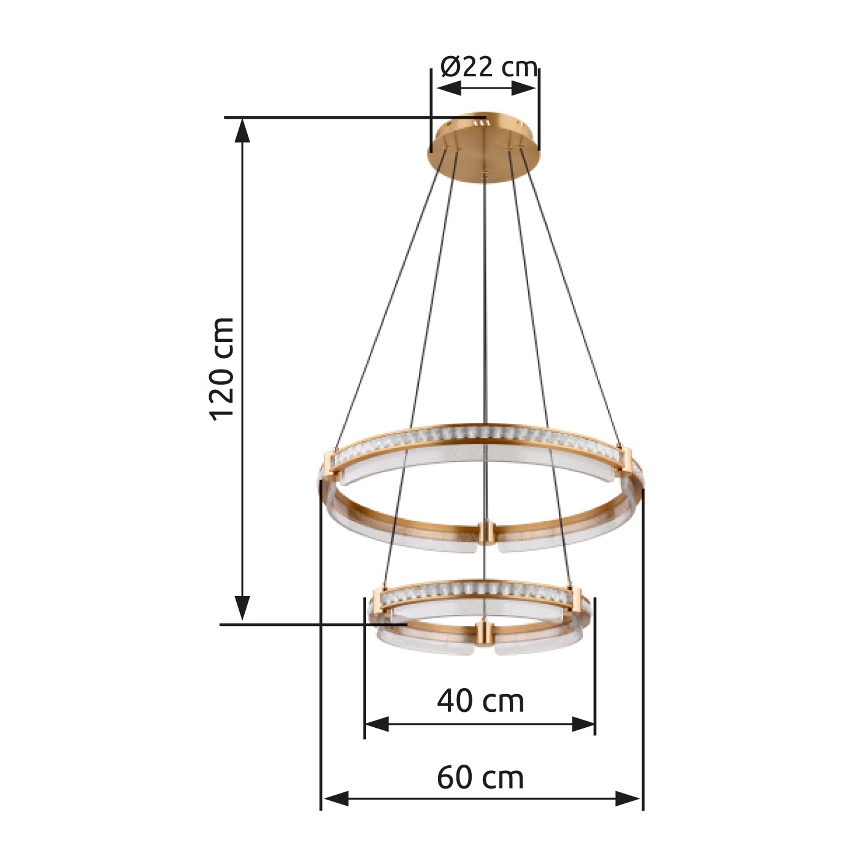 Globo - LED Димируем кристален полилей на връв LED/78W/230V 2700K-6000K + дистанционно управление