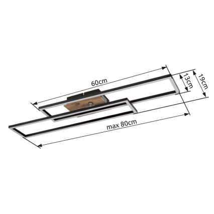 Globo - LED Плафониера LED/30W/230V 3000K 60x80 см черен