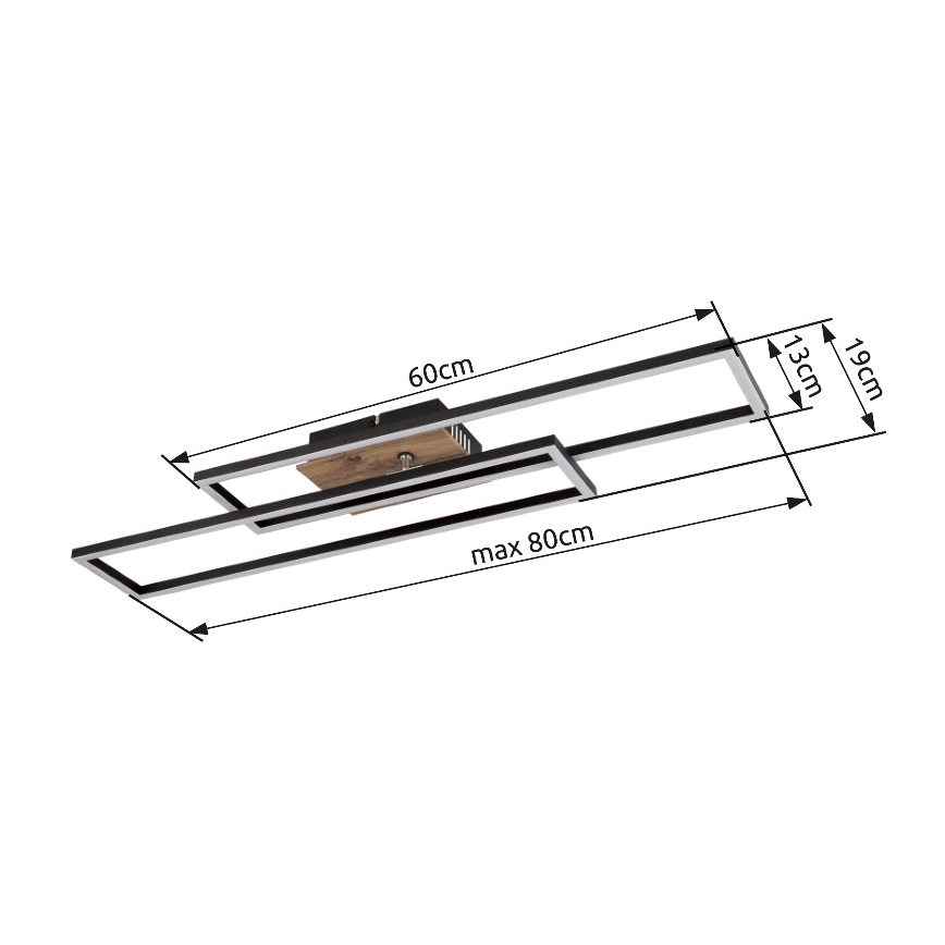 Globo - LED Плафониера LED/30W/230V 3000K 60x80 см черен